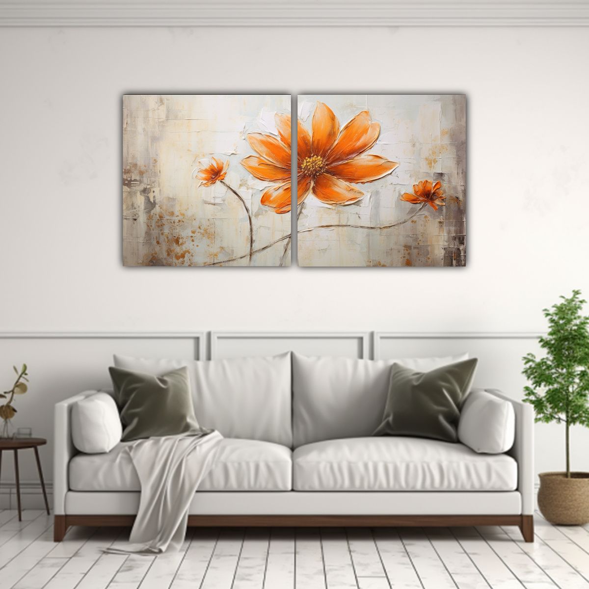 GENERICO - Cuadro Clásico De Flor De Naranja En Lienzo 60x30 Cm