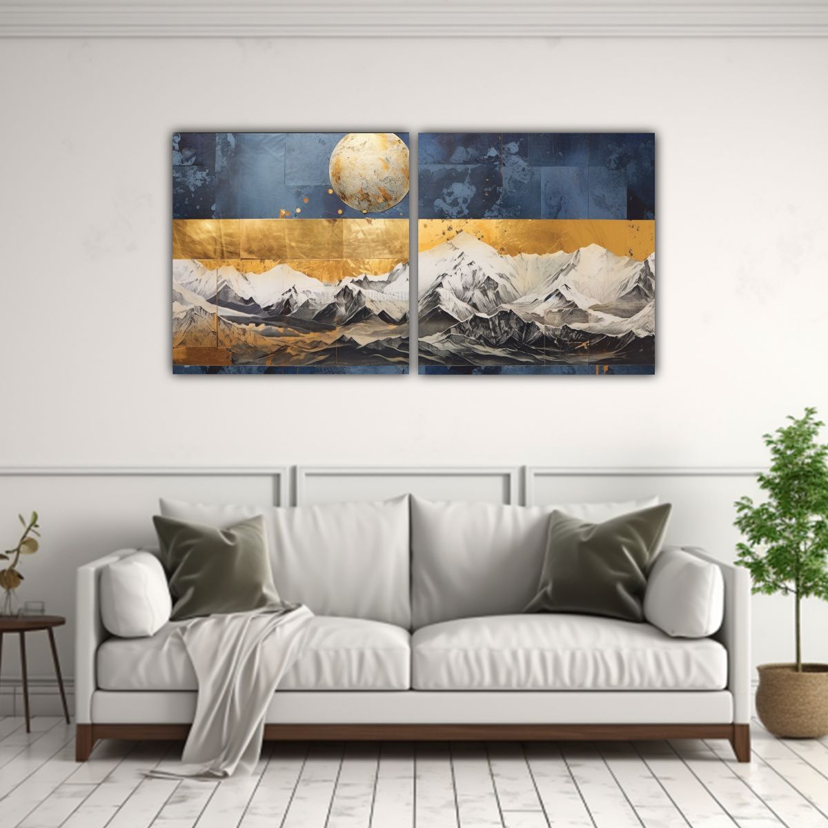 GENERICO - Conjunto 2 Cuadros En Tela Poderoso Paisaje De 100x50 Cm