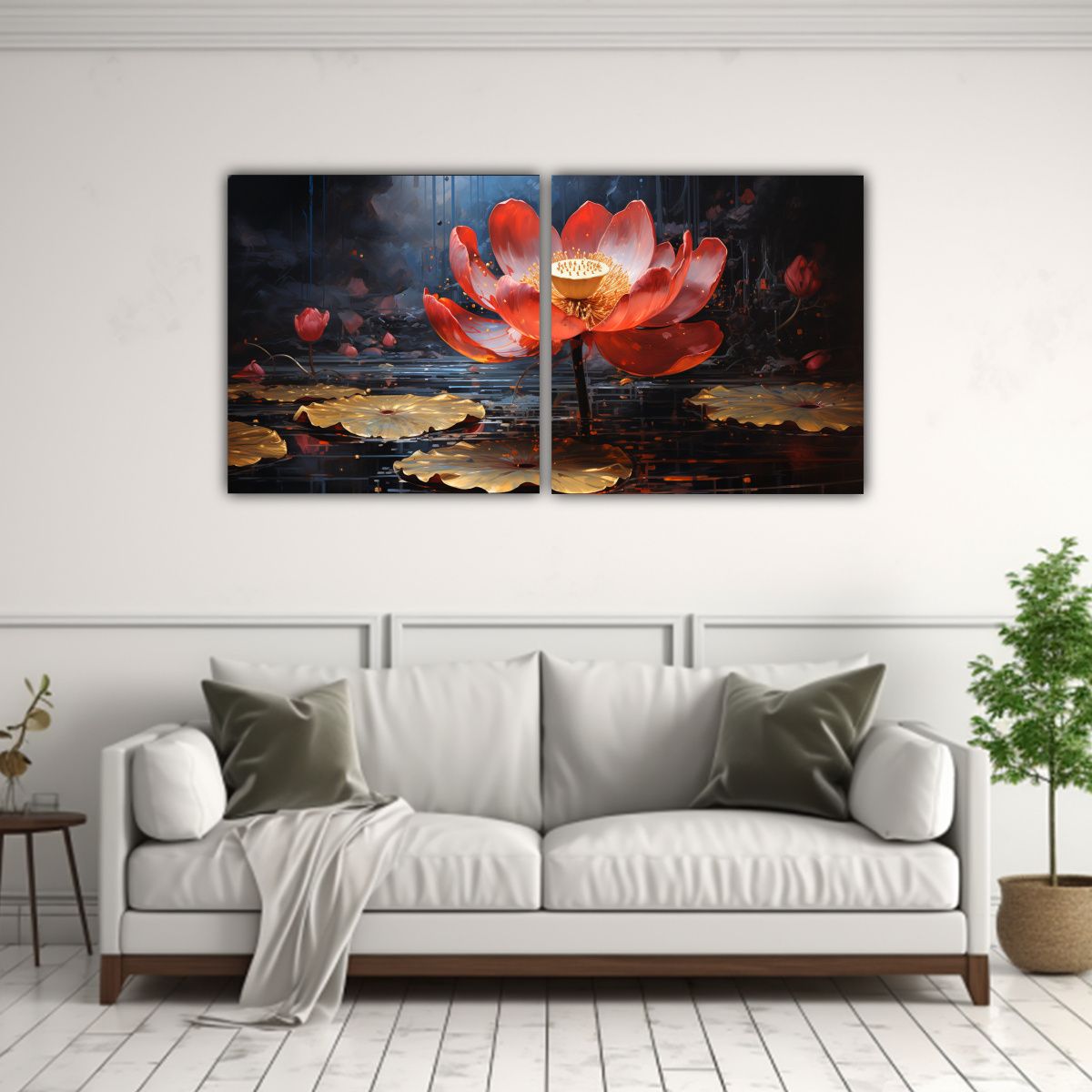GENERICO - Cuadros Tela Sublimada Detalles Intrincados Lotus 60x30 Cm