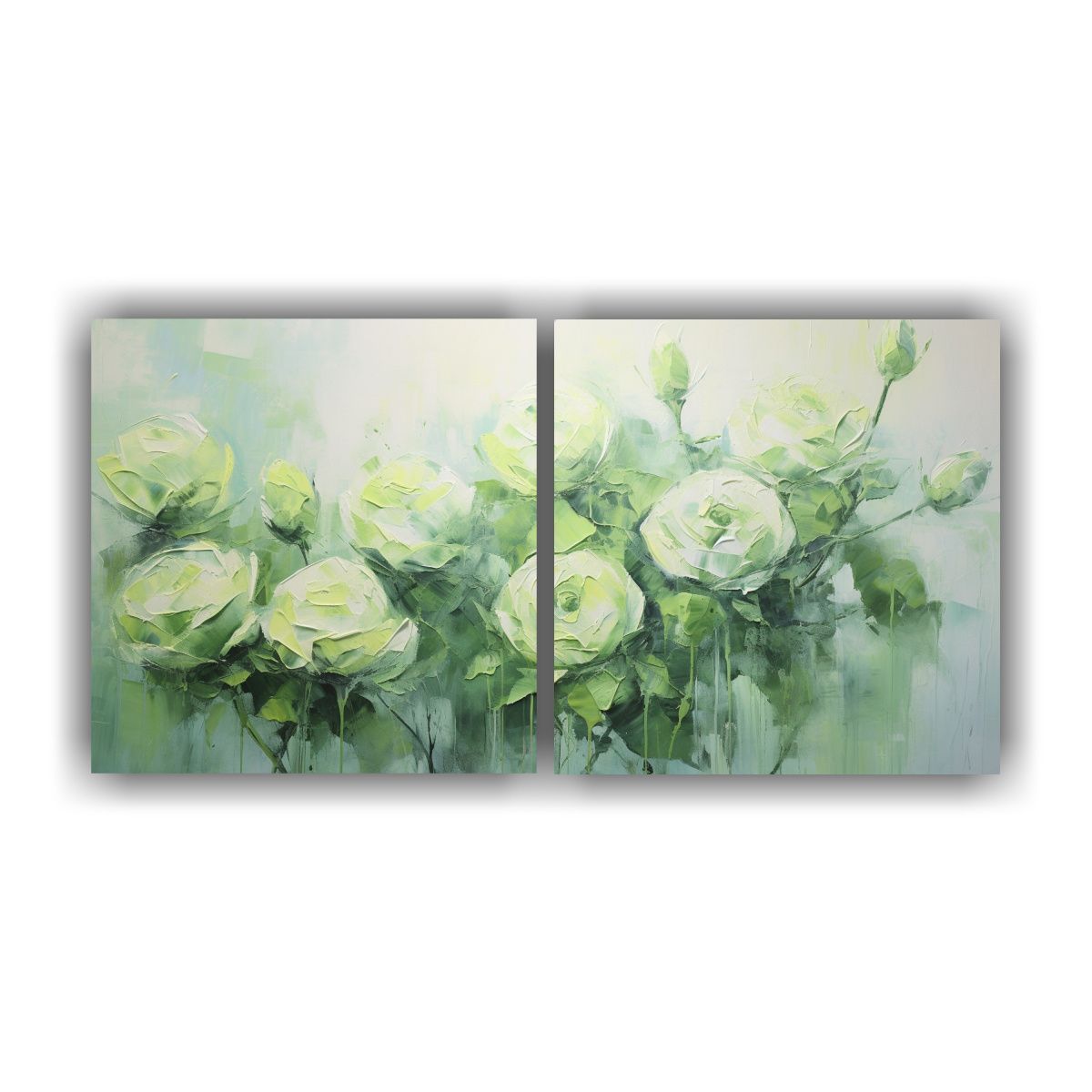 GENERICO - Cuadros Dibujo Full Color De Rosas Verdes En 80x40 Cm