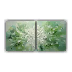 GENERICO - Pintura Floral Verde Sobre Lienzo Estilo 60x30 Cm
