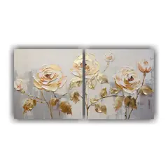 GENERICO - Pintura En Lienzo De Dos Cuadros Finas Lineas 100x50 Cm