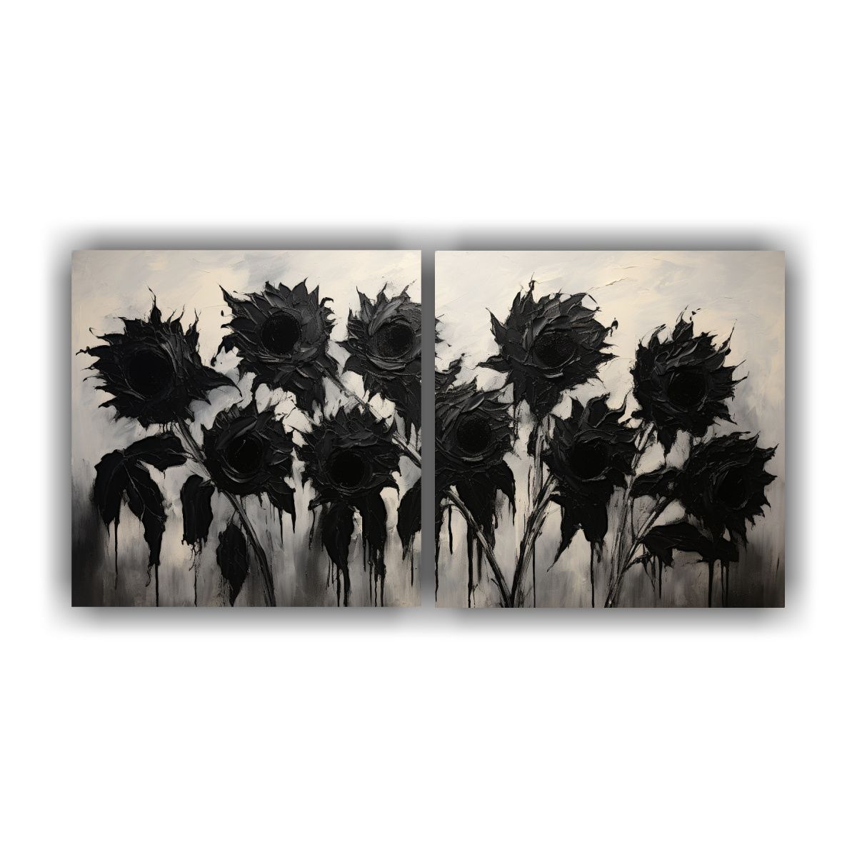 GENERICO - Pintura Minimalista De Girasoles Negros En Lienzo 80x40 Cm