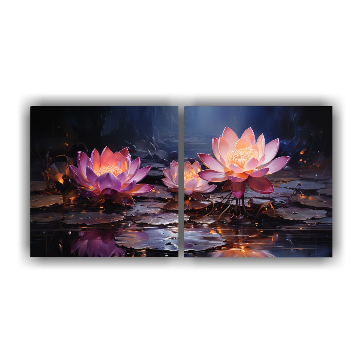 GENERICO - Pintura Lienzo Hermoso Vitalidad Loto Negro 60x30 Cm