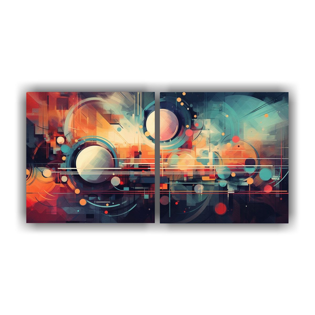 GENERICO - Set 2 Cuadros Pintura Mural Al óleo En Lienzo 80x40 Cm