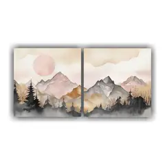 GENERICO - Paisajes Y Hojas En Acuarela En Lienzo 80x40 Cm