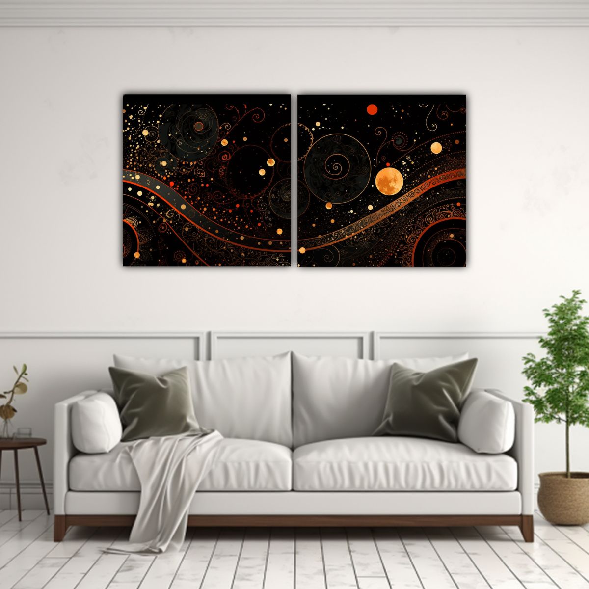 GENERICO - Pintura Decorativa Inspirada En Bastidor Con Dos 60x30 Cm
