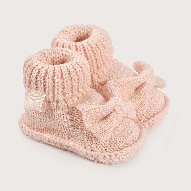 Pantufla Tejida Bebé Niña Rosada