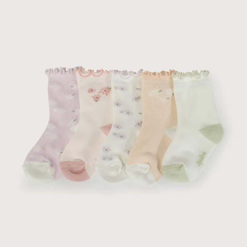 OPALINE - Pack de 5 calcetines rosado niña 40820