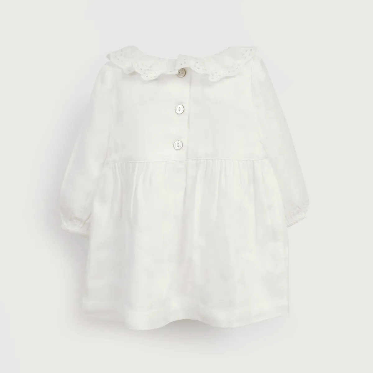 OPALINE - Vestido blanco para niña: algodón con detalles