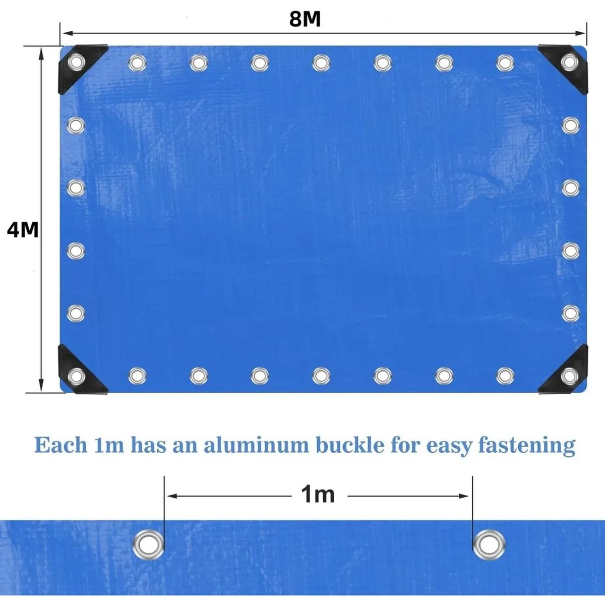 KUANGYE - Cobertor Rafia Cubre Pileta Impermeable Lona Techo 4x8m Para Muebles Jardín Madera y Coche Camping