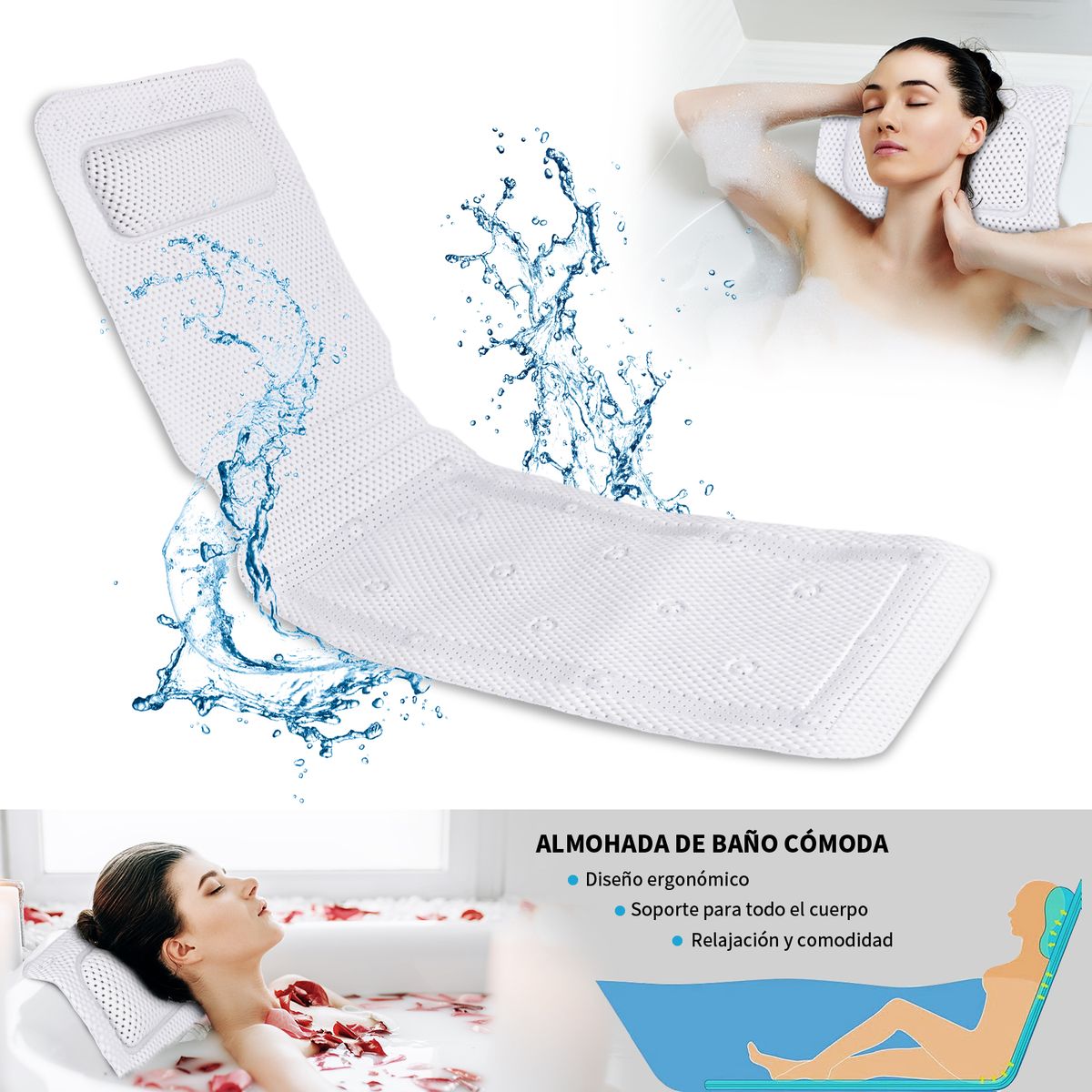 AIZO - Pvc Antideslizante Tina Ducha Bañera Cepillo Almohada 36125