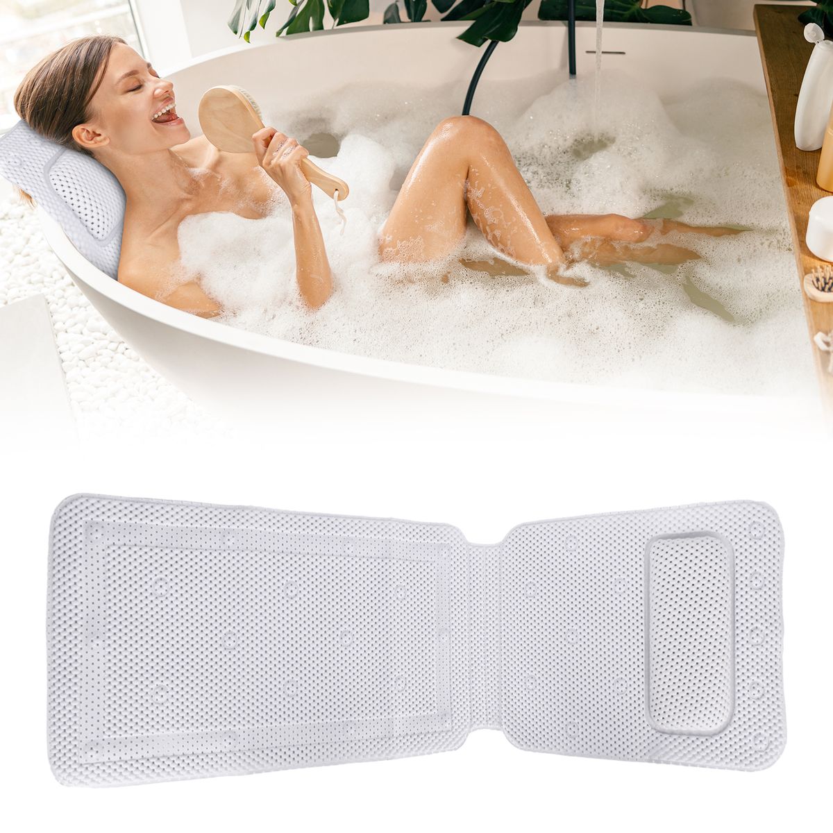 AIZO - Pvc Antideslizante Tina Ducha Bañera Cepillo Almohada 36125