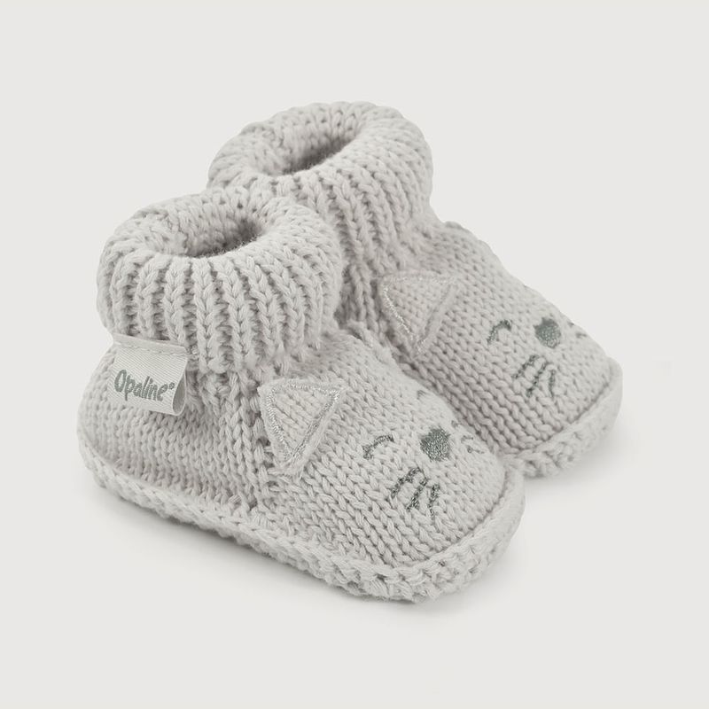 OPALINE - Pantufla bebé tejida gris de niño 40645 Talla única