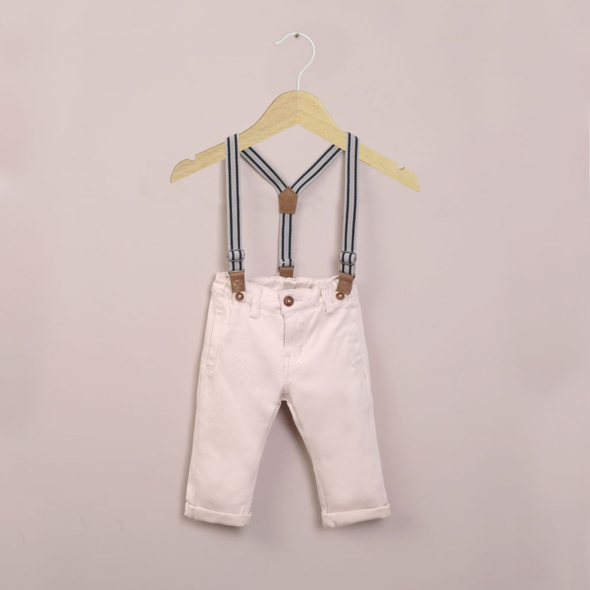 OPALINE - Pantalón con suspensores beige de niño 40823