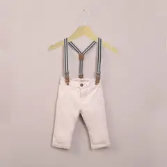 OPALINE - Pantalón con suspensores beige de niño 40823