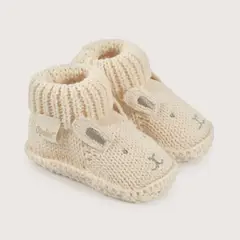 OPALINE - Pantufla bebé tejida beige de niña 40642 Talla única