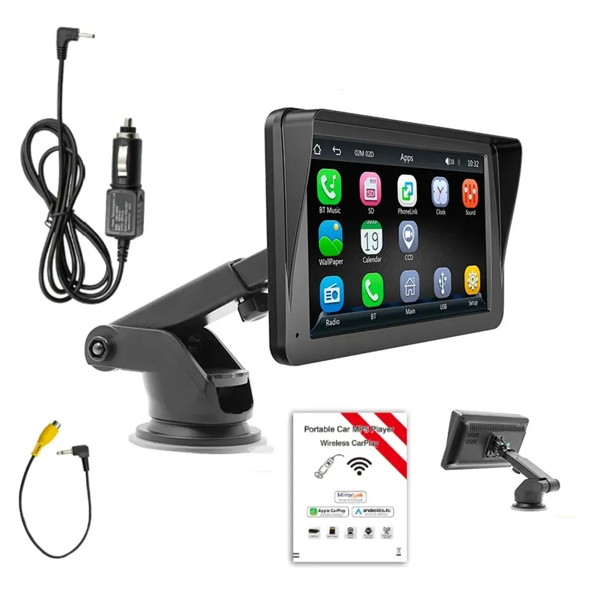 KUANGYE - Radio Pantalla 7 Portatil Compatible Con Carplay Y Android