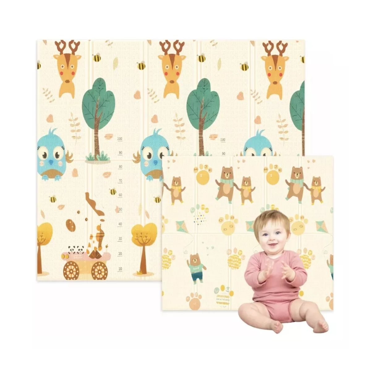 ATURE - Alfombra Antigolpes Para Niños Bebes Plegable Doble Cara