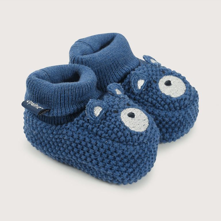 Pantufla Tejida Bebé Niño Azul