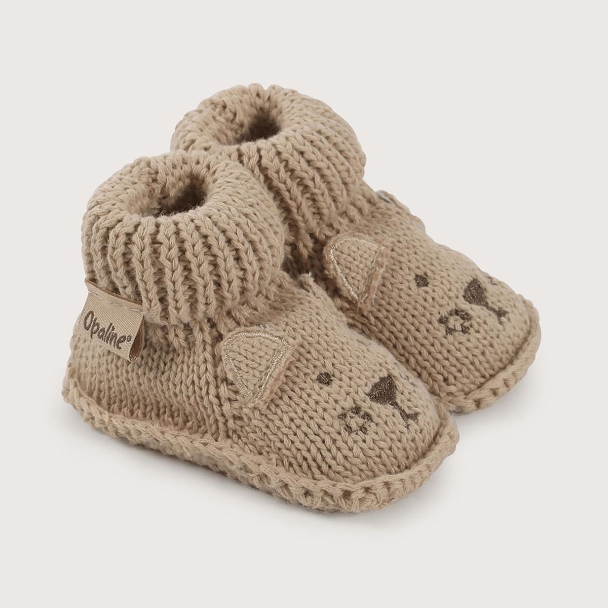 OPALINE - Pantufla bebe tejida café de niño 40644 Talla única