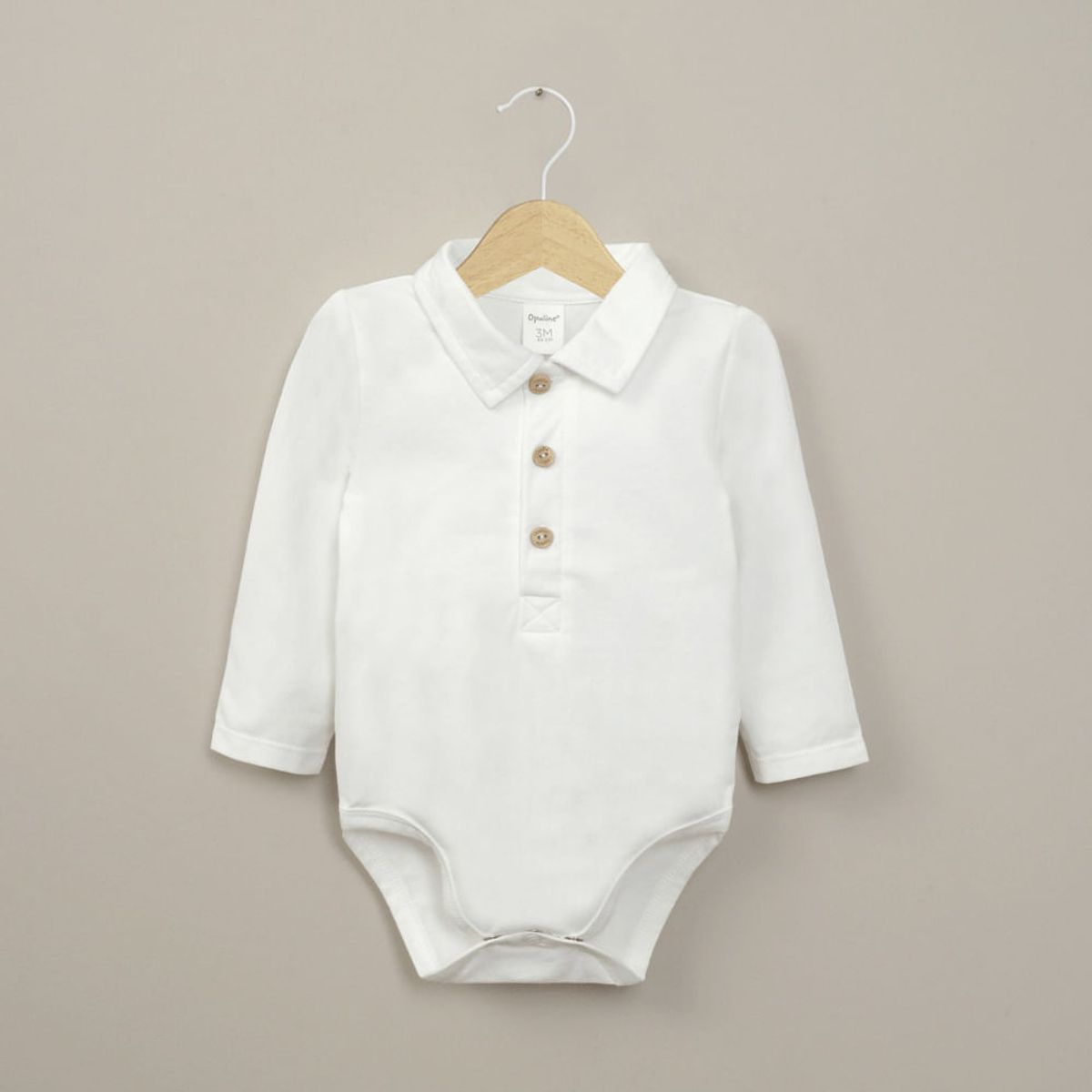 OPALINE - Body blanco con cuello camisero de bebé niño 40781