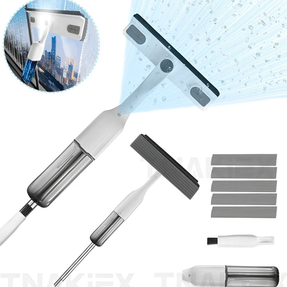 TNAKIEX - Limpiador De Ventanas 3 En 1 Para Limpieza De Suelos 130cm