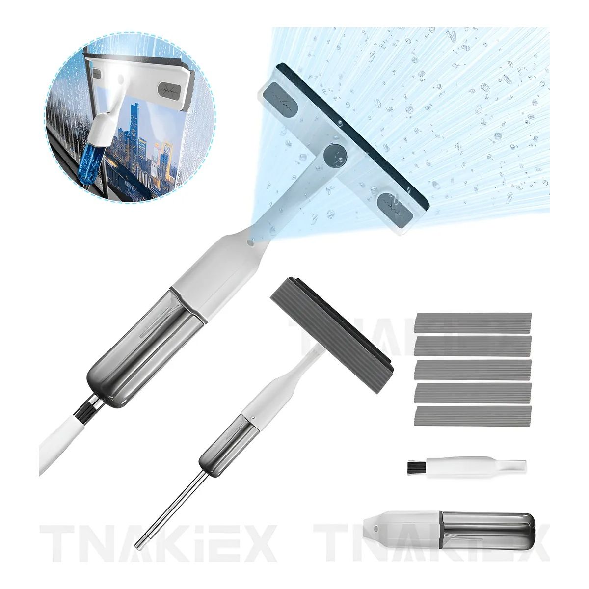 TNAKIEX - Limpiador De Ventanas 3 En 1 Para Limpieza De Suelos 130cm