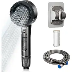 KUANGYE - Cabezal De Ducha Alta Presión 4 Modos Con Filtro Y Manguera
