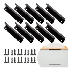 KINDA NICE - 10 Pcs Cajón Oculto Tiradores Mailla Negro 25cm Con Tornillo