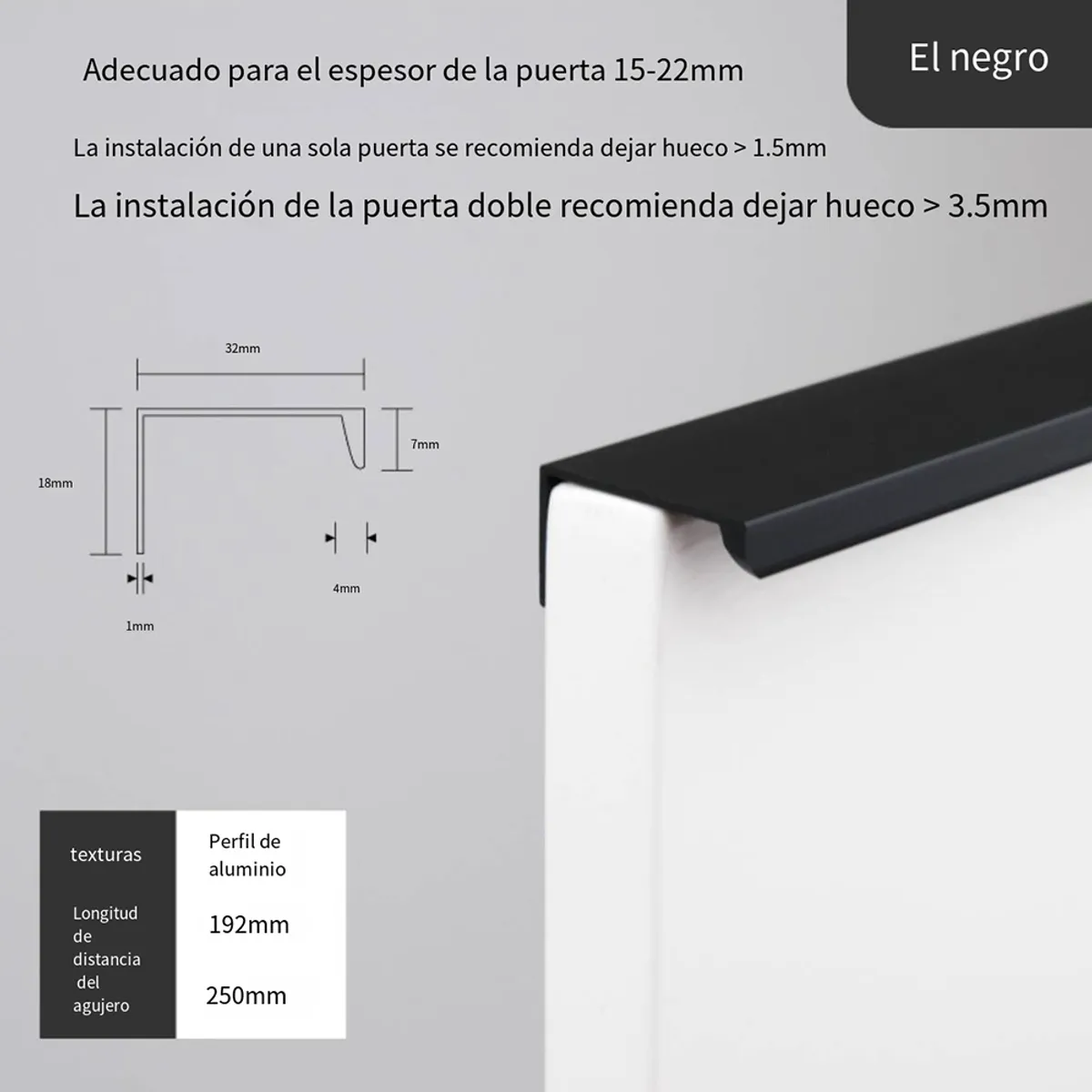 KINDA NICE - 10 Pcs Cajón Oculto Tiradores Mailla Negro 25cm Con Tornillo