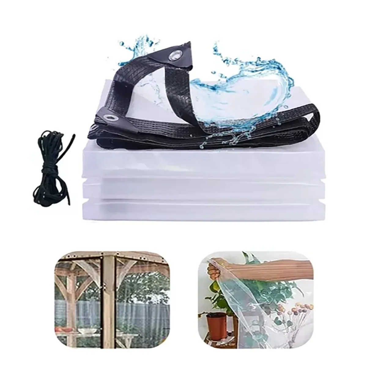 KINDA NICE - 4×3mts Lona Transparente Resistente Impermeable +10m Cuerda