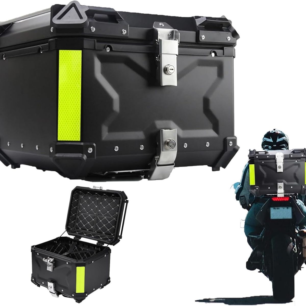 KUANGYE - 55L Aleación de Aluminio Baúl para Motocicleta Antirrobo