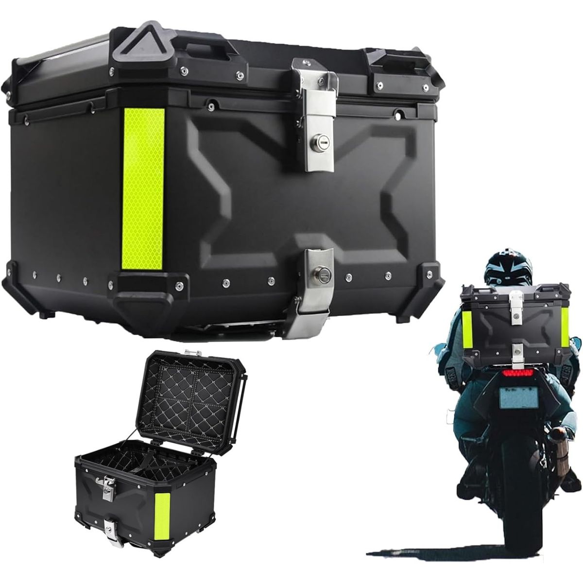 KUANGYE - 55L Aleación de Aluminio Baúl para Motocicleta Antirrobo