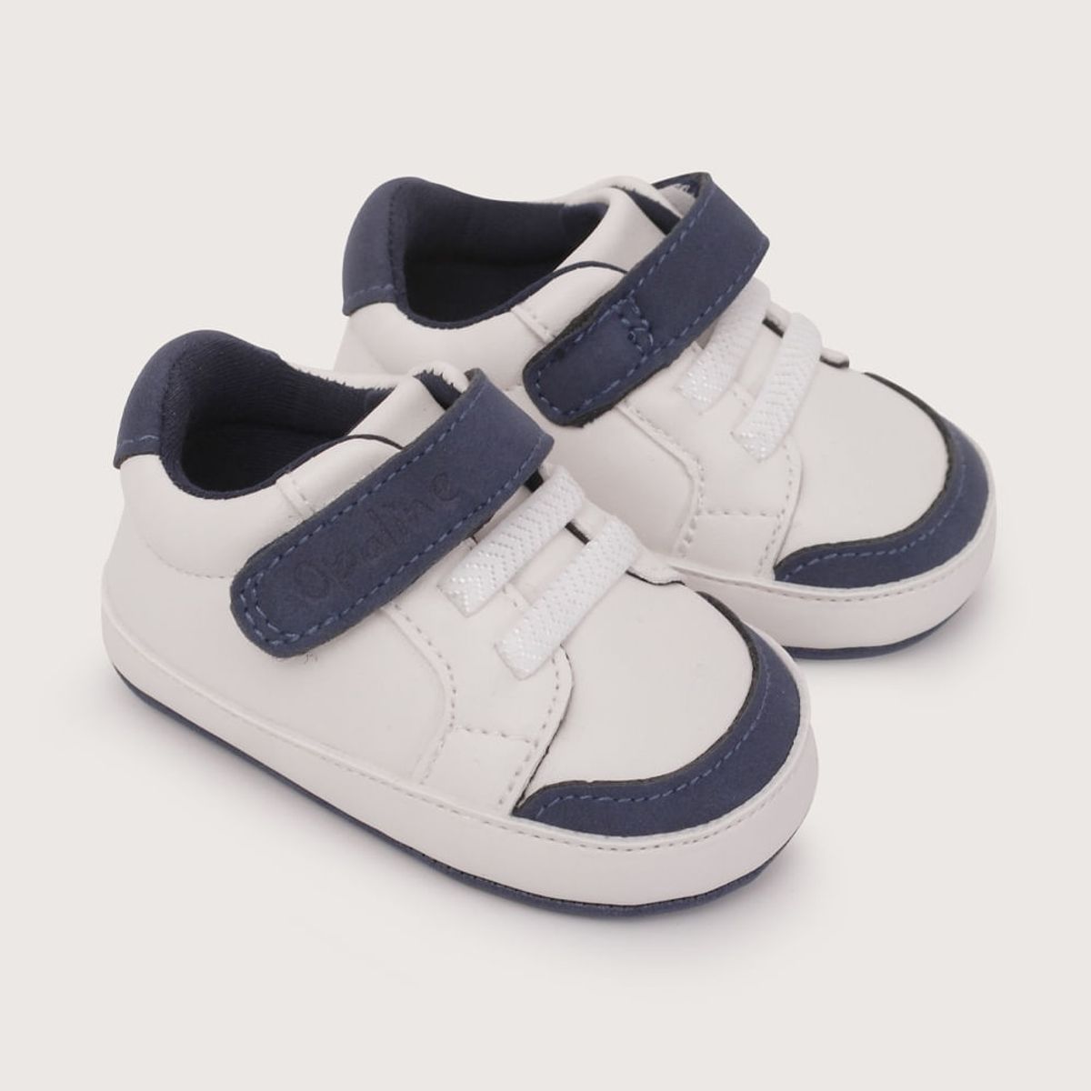 OPALINE - Zapatilla bebé blanca con velcro de niño