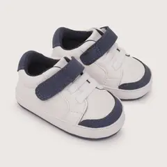 OPALINE - Zapatilla bebé blanca con velcro de niño
