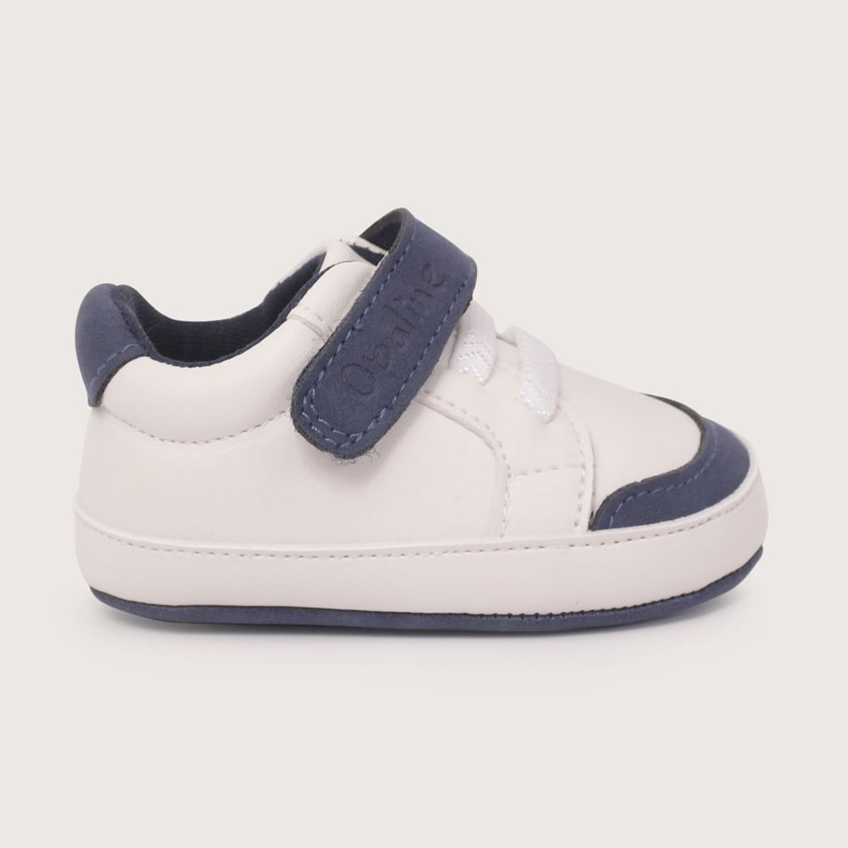OPALINE - Zapatilla bebé blanca con velcro de niño