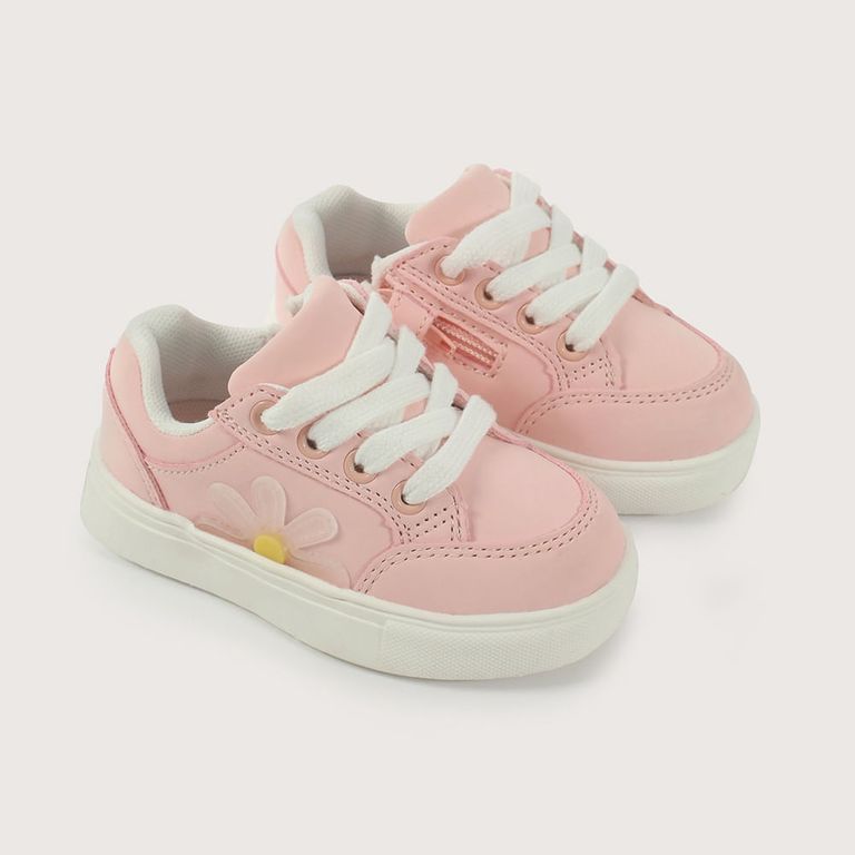 Zapatilla Niña Rosada Con Flor