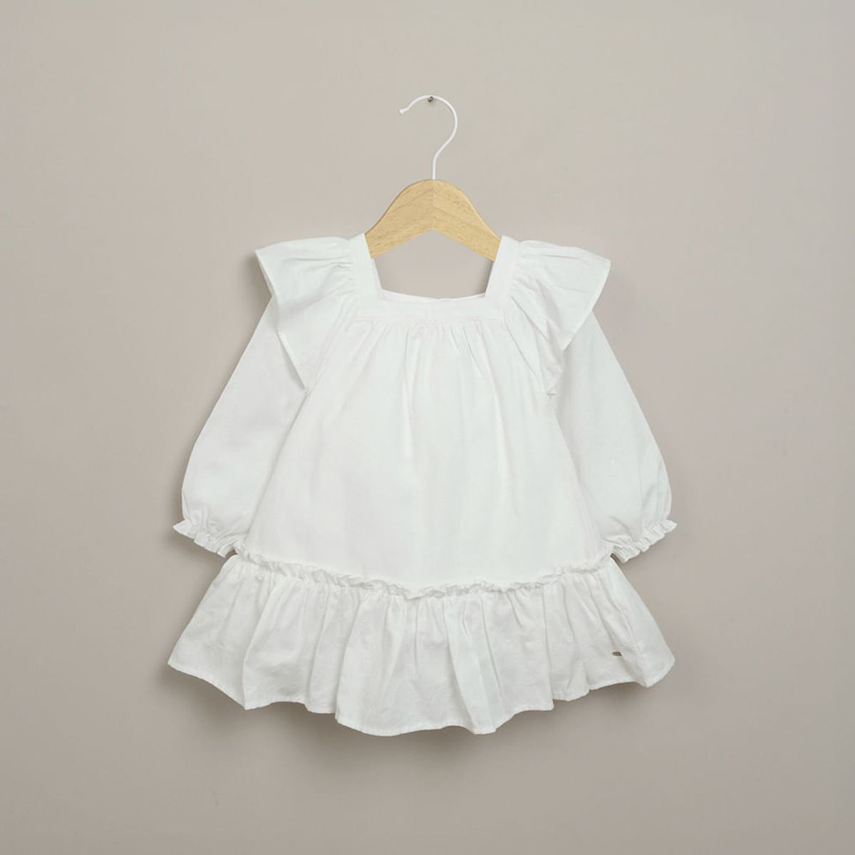 OPALINE - Vestido blanco manga larga de niña