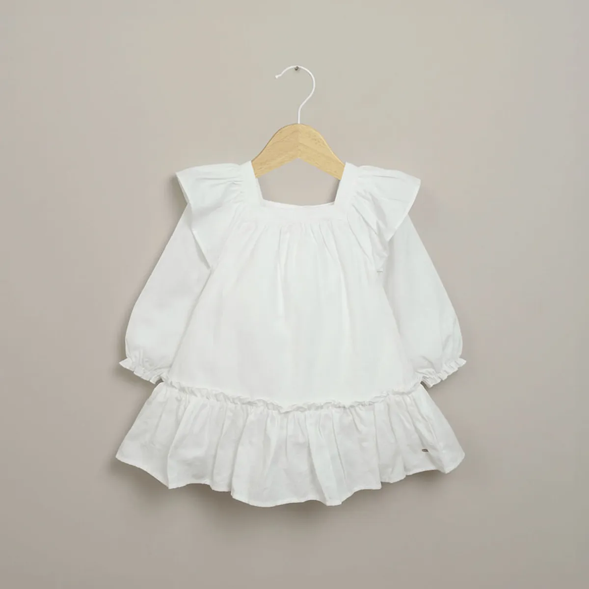 OPALINE - Vestido blanco manga larga de niña