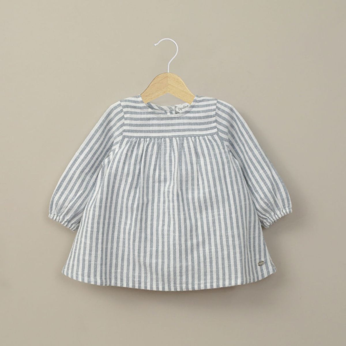 OPALINE - Vestido azul con lineas de bebé niña