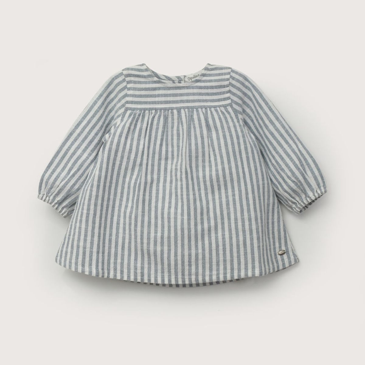 OPALINE - Vestido azul con lineas de bebé niña