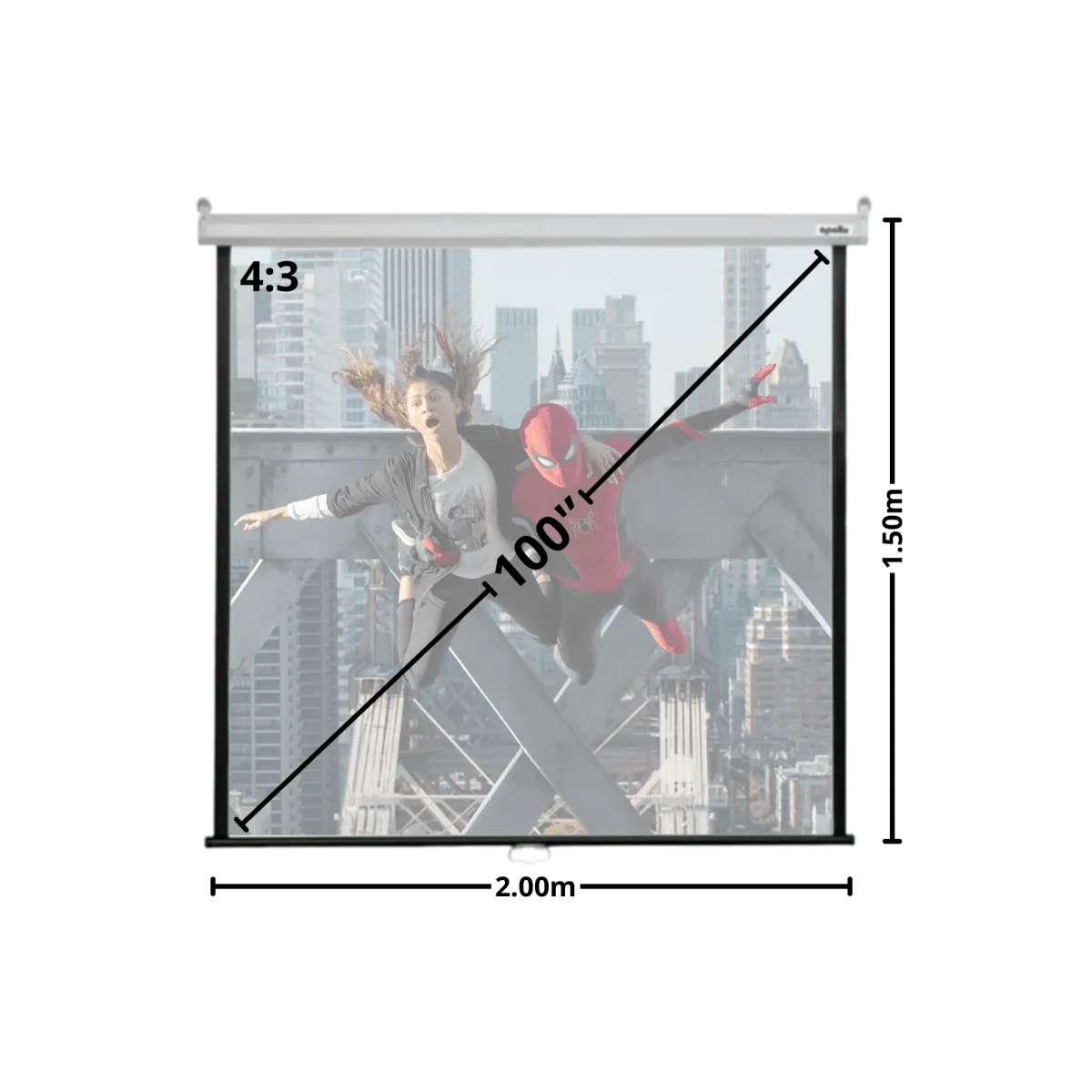 MALIK - Telon Mural 2.00mx1.50m 4:3 para Proytor Philips N/pix 720