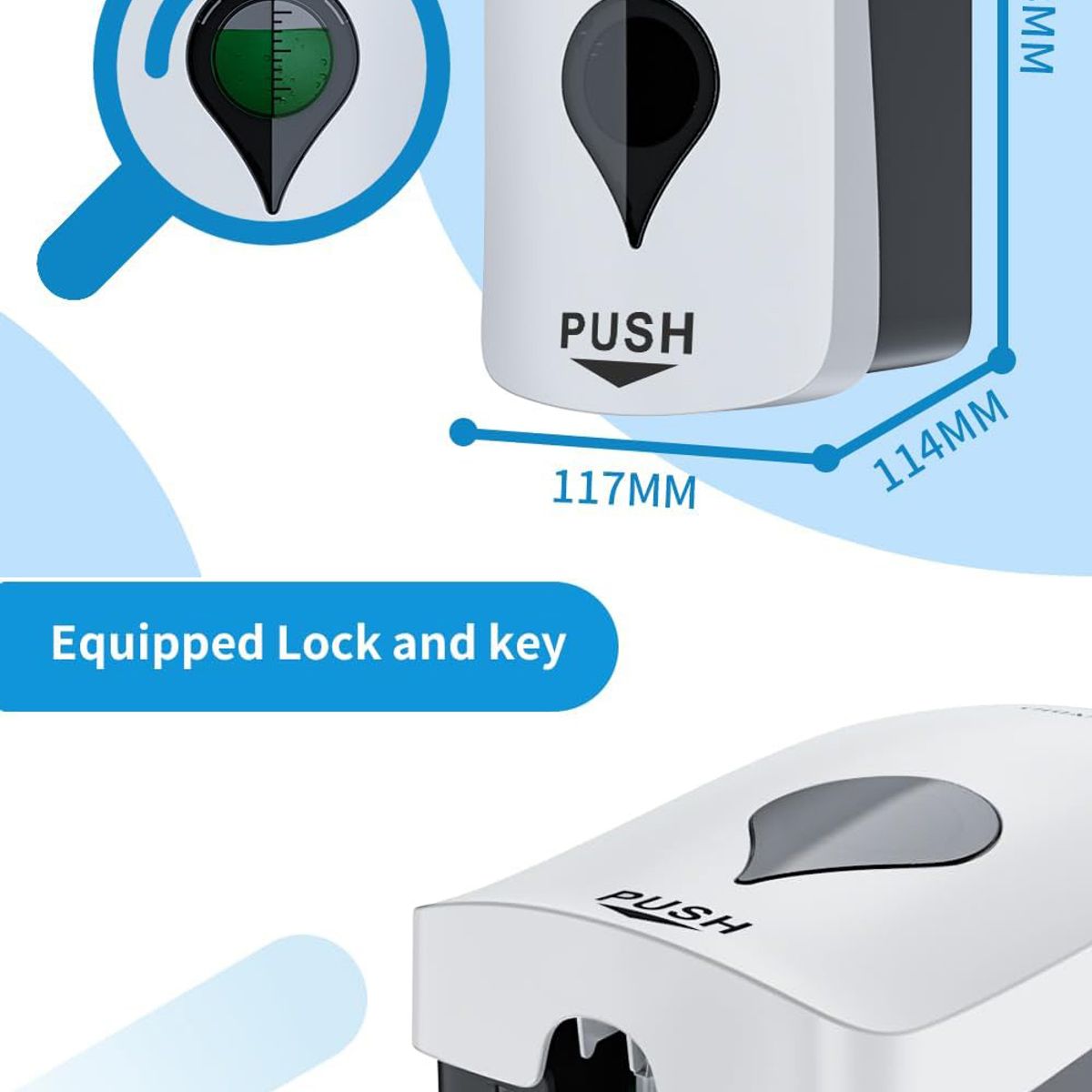 KUANGYE - Dispensador Jabon Líquido Rellenable Plastico Al Muro 1000ml