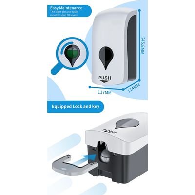 Imagen 2 del producto Dispensador Jabon Líquido Rellenable Plastico Al Muro 1000ml