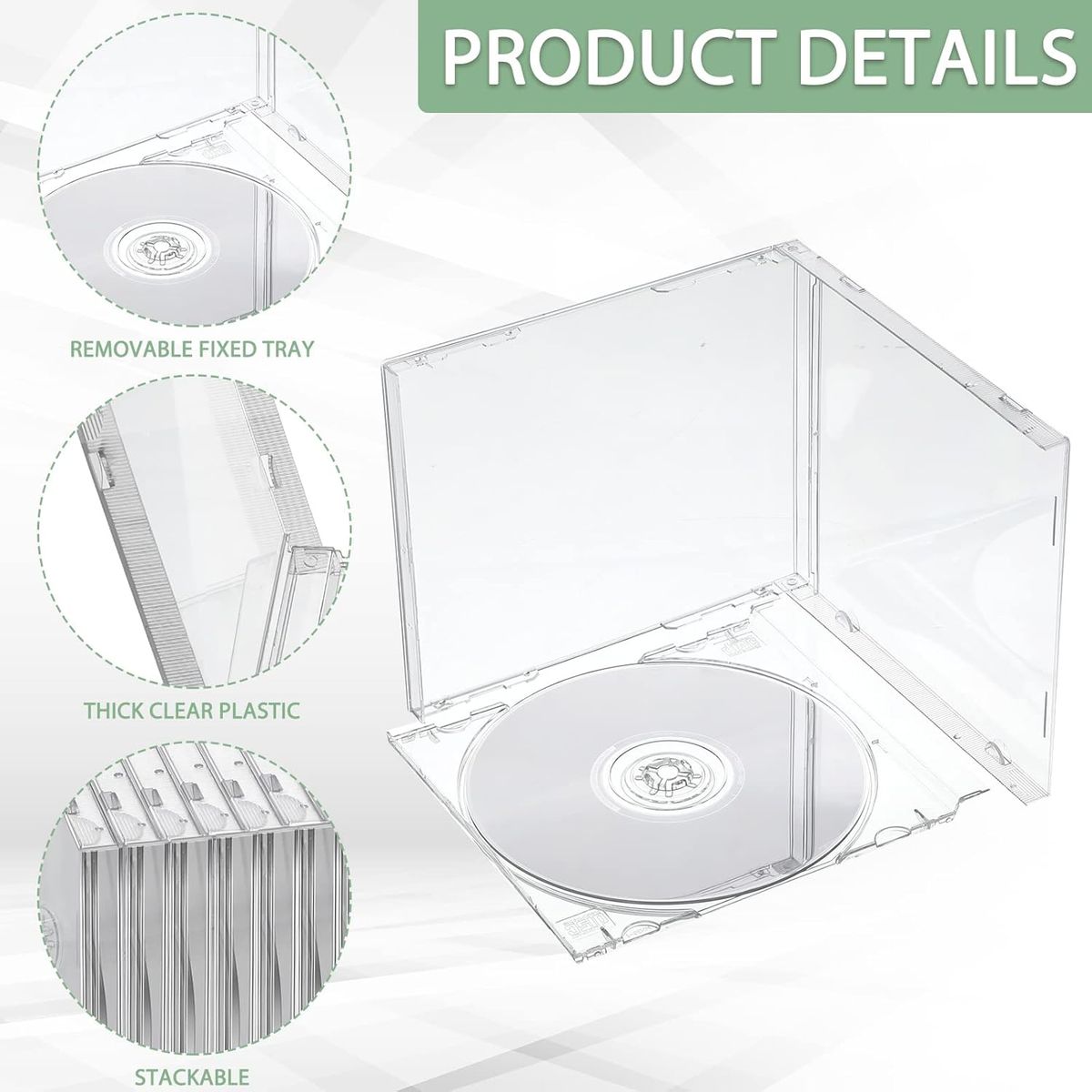 KUANGYE - Pack 25pcs Cajas Transparente Para Cd Simple Transparente