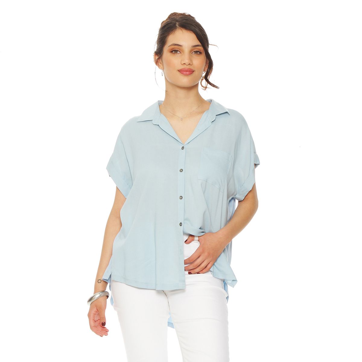 WADOS - BLUSA MANGA CORTA ABOTONADA EN DELANTERO Y BOLSILLO