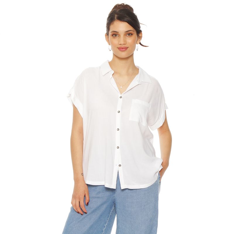 WADOS - BLUSA MANGA CORTA ABOTONADA EN DELANTERO Y BOLSILLO