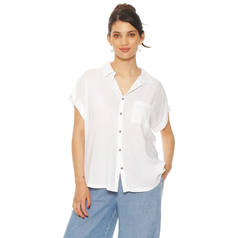 WADOS - BLUSA MANGA CORTA ABOTONADA EN DELANTERO Y BOLSILLO