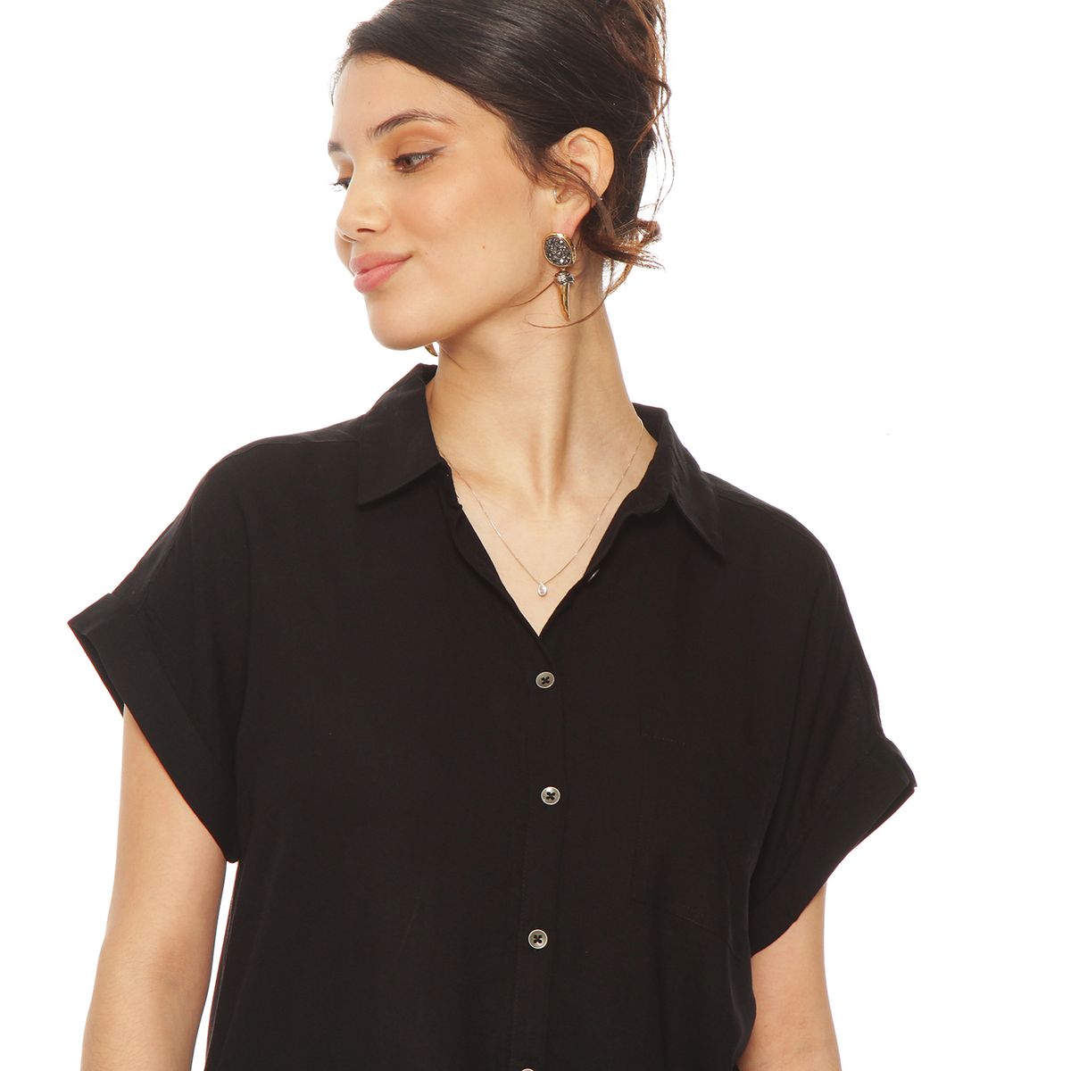 WADOS - BLUSA MANGA CORTA ABOTONADA EN DELANTERO Y BOLSILLO